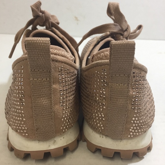 BCBGeneration Lynn Pin Stud Bling Sock Style Low Top Sneakers Tan Rose G… - Picture 4 of 12